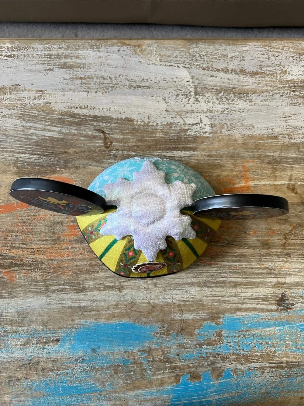 Disney Parks 2 Sided Frozen-Inspired Snowflake Mickey Ears Hat Adult Elsa & Ann